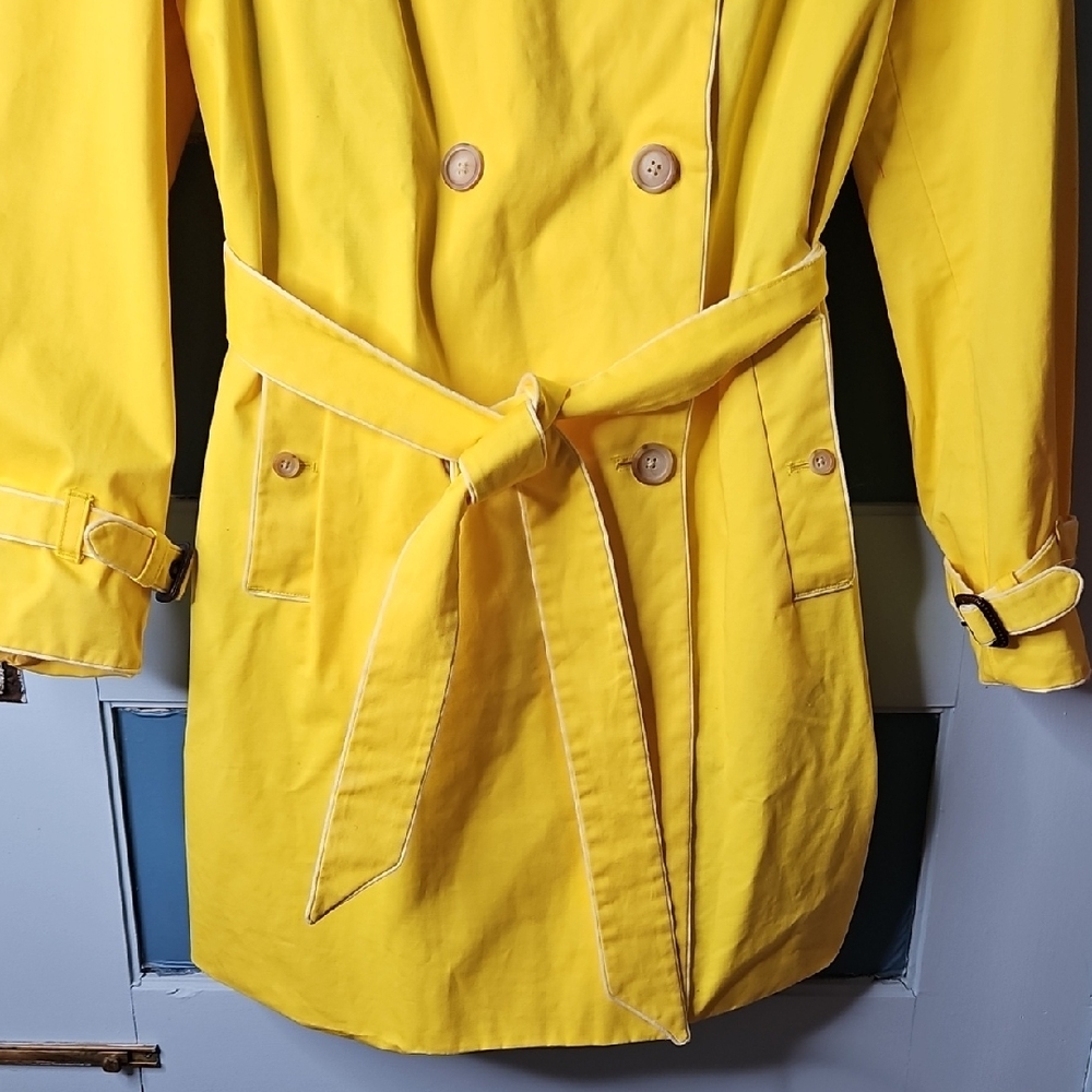 Gap Women’s Y2K Bright Yellow Double-Breasted Women's Trench Coat Xl - Picture 5 of 13